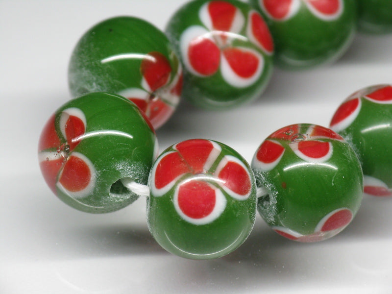 TOKO-BEADS AG006N-05 Glass bead (strand) 11mm AG006N-05 フラワービーズ（連） 11mm Asian bead & African bead  Handmade,Lampeork,bead,asia,india,ethnic,parts,accessory,beads とんぼ玉,ビーズ,トンボ玉,アジア,インド,エスニック,手作り,パーツ,アクセサリー