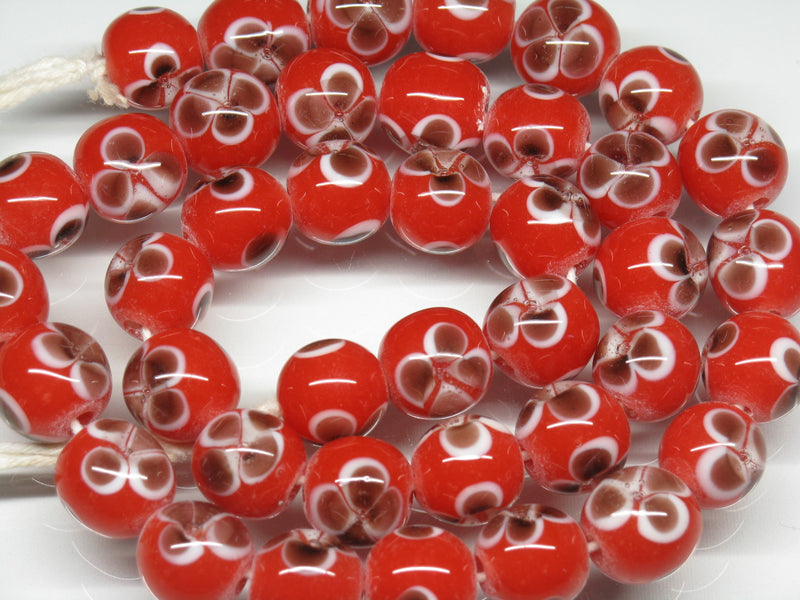 TOKO-BEADS AG006N-11 Glass bead (strand) 12mm AG006N-11 フラワービーズ（連） 12mm Asian bead & African bead  Handmade,Lampeork,bead,asia,india,ethnic,parts,accessory,beads とんぼ玉,ビーズ,トンボ玉,アジア,インド,エスニック,手作り,パーツ,アクセサリー