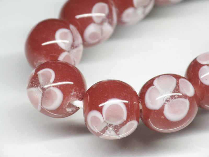 TOKO-BEADS AG006N-16 Glass bead (strand) 11mm AG006N-16 フラワービーズ（連） 11mm Asian bead & African bead  Handmade,Lampeork,bead,asia,india,ethnic,parts,accessory,beads とんぼ玉,ビーズ,トンボ玉,アジア,インド,エスニック,手作り,パーツ,アクセサリー