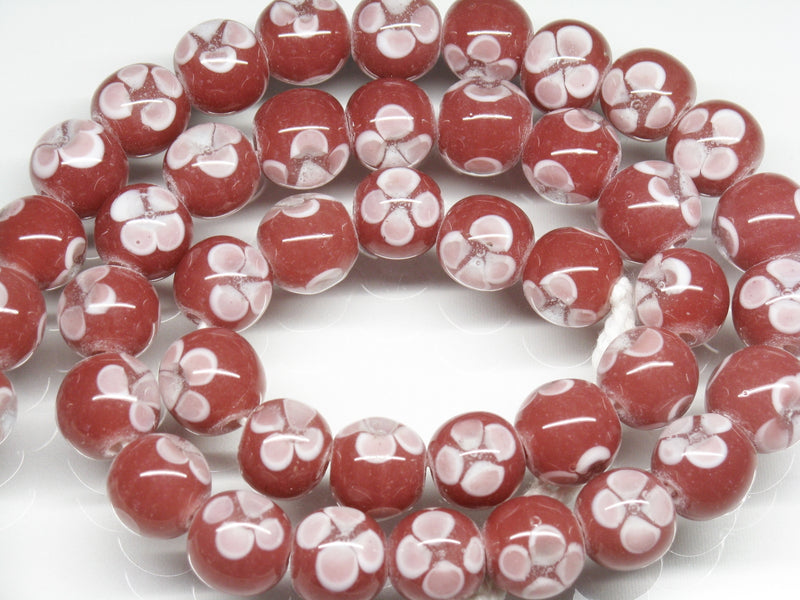 | TOKO-BEADS |AG006N-16 フラワービーズ（連） 11mmとんぼ玉,ビーズ,トンボ玉,アジア,インド,エスニック,手作り,パーツ,アクセサリー