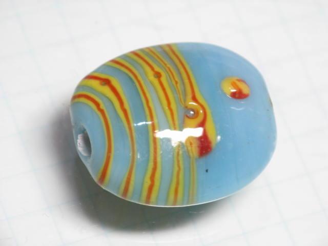 | TOKO-BEADS |AG013-04 オーバルビーズ（魚） 17~19mmとんぼ玉,ビーズ,トンボ玉,アジア,インド,エスニック,手作り,パーツ,アクセサリー