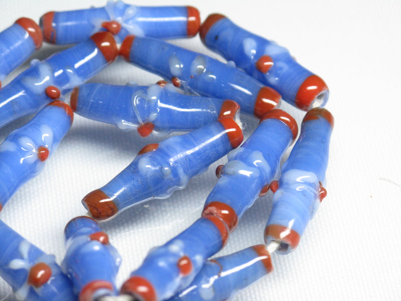 | TOKO-BEADS |AG017N-35 フラワービーズ（連） 7~8mmとんぼ玉,ビーズ,トンボ玉,アジア,インド,エスニック,手作り,パーツ,アクセサリー