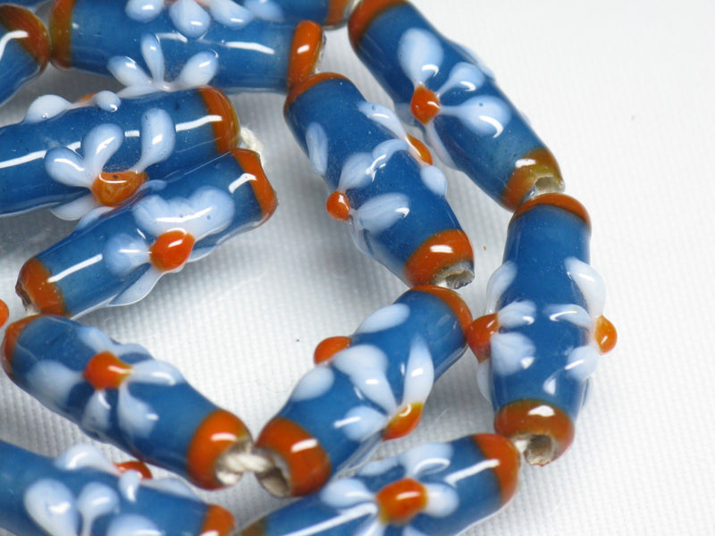 | TOKO-BEADS |AG017N-36 フラワービーズ（連） 8~9mmとんぼ玉,ビーズ,トンボ玉,アジア,インド,エスニック,手作り,パーツ,アクセサリー