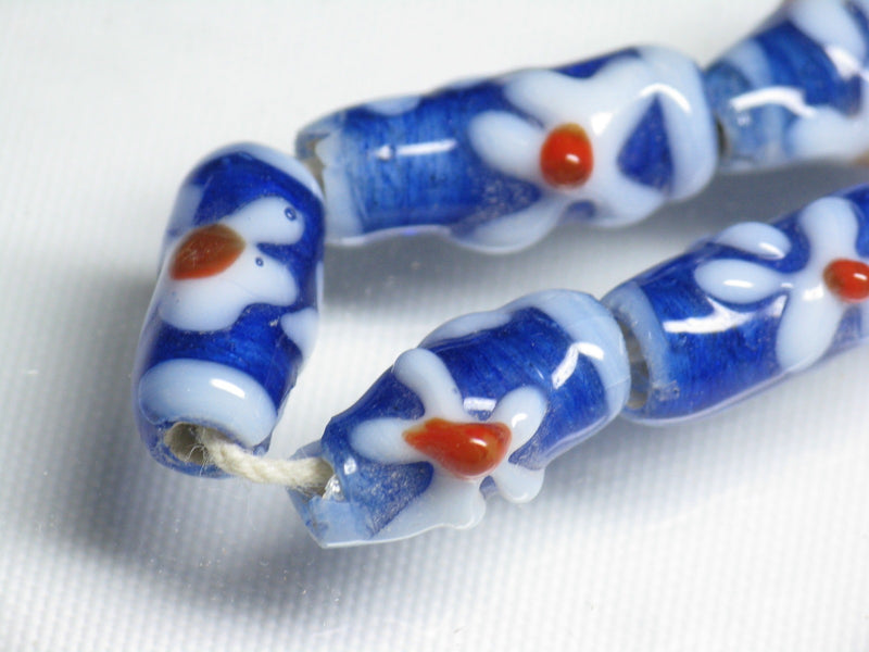 TOKO-BEADS AG017-41N Glass bead (strand) 8~9mm AG017-41N フラワービーズ（連） 8~9mm Asian bead & African bead  Handmade,Lampeork,bead,asia,india,ethnic,parts,accessory,beads とんぼ玉,ビーズ,トンボ玉,アジア,インド,エスニック,手作り,パーツ,アクセサリー