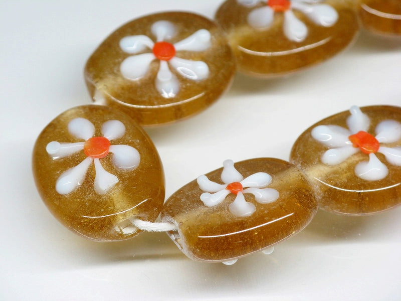 TOKO-BEADS AG033N-07 Glass bead (strand) 16~18mm AG033N-07 フラワービーズ（連） 16~18mm Asian bead & African bead  Handmade,Lampeork,bead,asia,india,ethnic,parts,accessory,beads とんぼ玉,ビーズ,トンボ玉,アジア,インド,エスニック,手作り,パーツ,アクセサリー