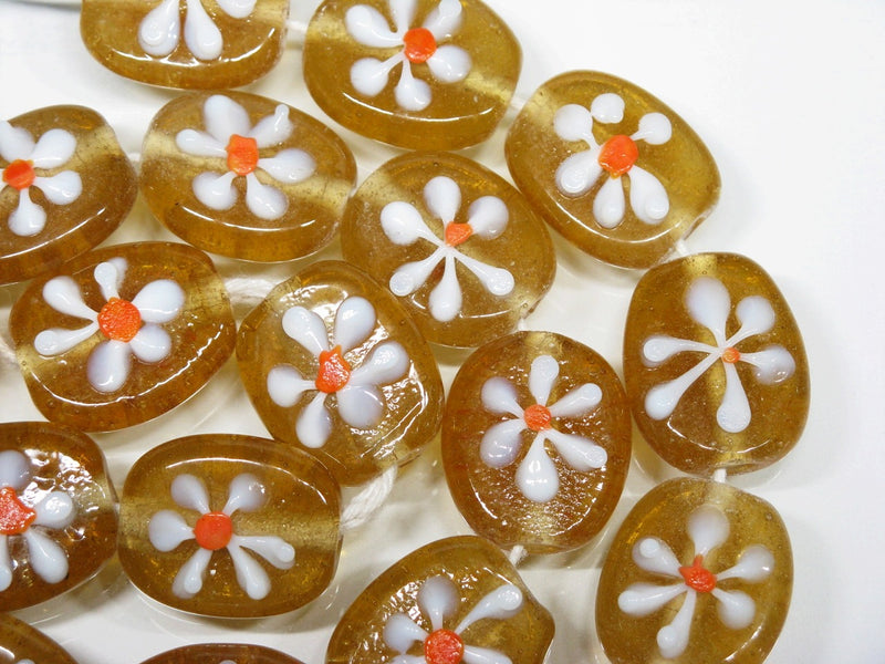 TOKO-BEADS AG033N-07 Glass bead (strand) 16~18mm AG033N-07 フラワービーズ（連） 16~18mm Asian bead & African bead  Handmade,Lampeork,bead,asia,india,ethnic,parts,accessory,beads とんぼ玉,ビーズ,トンボ玉,アジア,インド,エスニック,手作り,パーツ,アクセサリー