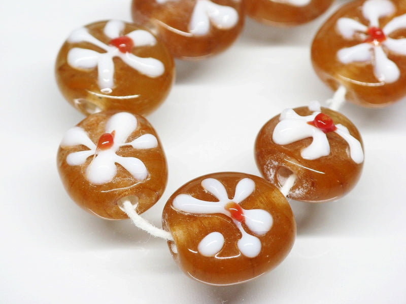 TOKO-BEADS AG033N-09 Glass bead (strand) 16~16mm AG033N-09 フラワービーズ（連） 16~16mm Asian bead & African bead  Handmade,Lampeork,bead,asia,india,ethnic,parts,accessory,beads とんぼ玉,ビーズ,トンボ玉,アジア,インド,エスニック,手作り,パーツ,アクセサリー
