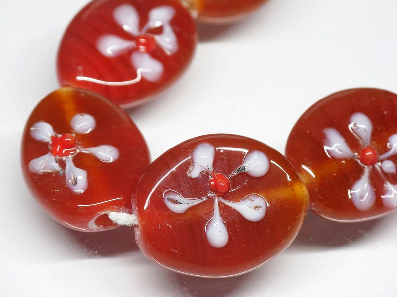 TOKO-BEADS AG033N-13 Glass bead (strand) 18~20mm AG033N-13 フラワービーズ（連） 18~20mm Asian bead & African bead  Handmade,Lampeork,bead,asia,india,ethnic,parts,accessory,beads とんぼ玉,ビーズ,トンボ玉,アジア,インド,エスニック,手作り,パーツ,アクセサリー