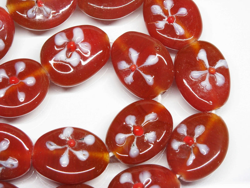 TOKO-BEADS AG033N-13 Glass bead (strand) 18~20mm AG033N-13 フラワービーズ（連） 18~20mm Asian bead & African bead  Handmade,Lampeork,bead,asia,india,ethnic,parts,accessory,beads とんぼ玉,ビーズ,トンボ玉,アジア,インド,エスニック,手作り,パーツ,アクセサリー