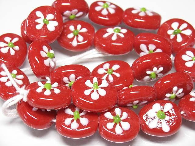 TOKO-BEADS AG033N-19 Glass bead (strand) 16~18mm AG033N-19 フラワービーズ（連） 16~18mm Asian bead & African bead  Handmade,Lampeork,bead,asia,india,ethnic,parts,accessory,beads とんぼ玉,ビーズ,トンボ玉,アジア,インド,エスニック,手作り,パーツ,アクセサリー