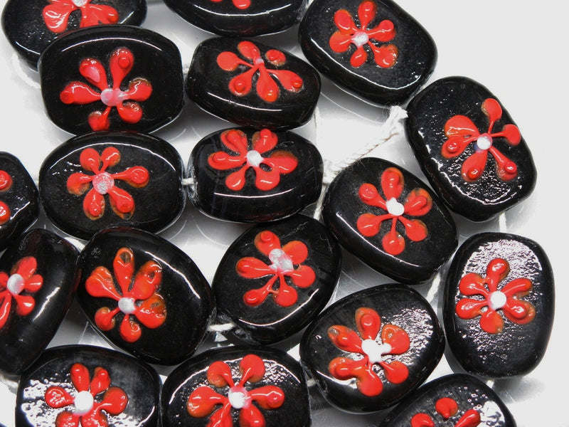 TOKO-BEADS AG033-31N Glass bead (strand) 16~18mm AG033-31N フラワービーズ（連） 16~18mm Asian bead & African bead  Handmade,Lampeork,bead,asia,india,ethnic,parts,accessory,beads とんぼ玉,ビーズ,トンボ玉,アジア,インド,エスニック,手作り,パーツ,アクセサリー
