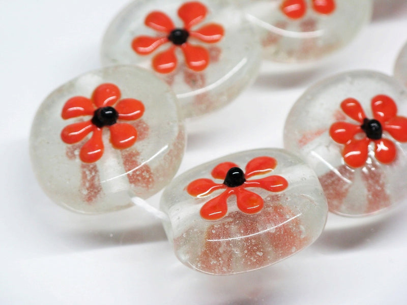 TOKO-BEADS AG033-33N Glass bead (strand) 19~20mm AG033-33N フラワービーズ（連） 19~20mm Asian bead & African bead  Handmade,Lampeork,bead,asia,india,ethnic,parts,accessory,beads とんぼ玉,ビーズ,トンボ玉,アジア,インド,エスニック,手作り,パーツ,アクセサリー
