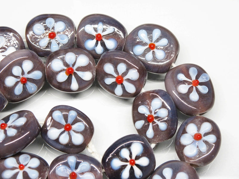 TOKO-BEADS AG033-35N Glass bead (strand) 17~18mm AG033-35N フラワービーズ（連） 17~18mm Asian bead & African bead  Handmade,Lampeork,bead,asia,india,ethnic,parts,accessory,beads とんぼ玉,ビーズ,トンボ玉,アジア,インド,エスニック,手作り,パーツ,アクセサリー