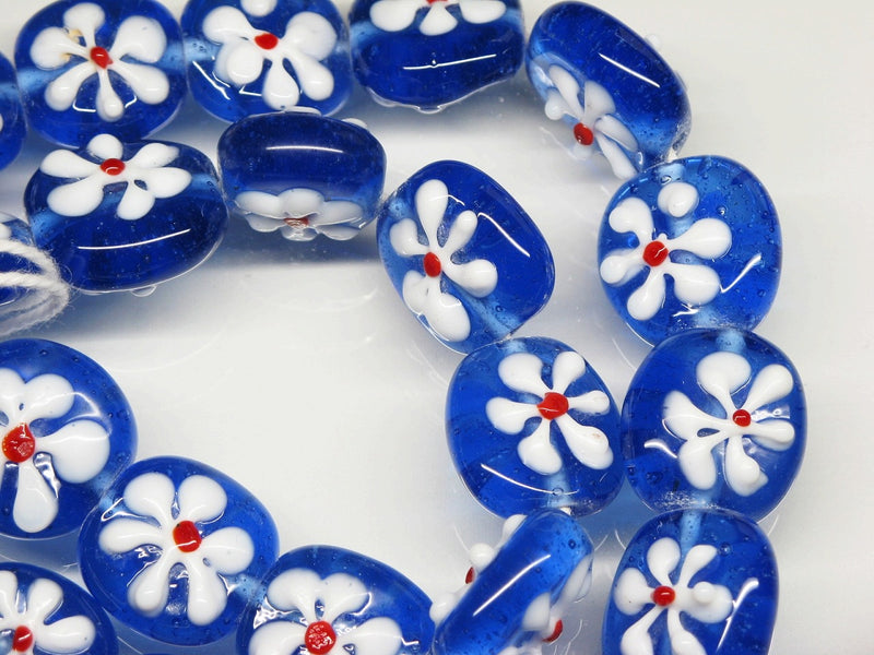TOKO-BEADS AG033-39N Glass bead (strand) 16~18mm AG033-39N フラワービーズ（連） 16~18mm Asian bead & African bead  Handmade,Lampeork,bead,asia,india,ethnic,parts,accessory,beads とんぼ玉,ビーズ,トンボ玉,アジア,インド,エスニック,手作り,パーツ,アクセサリー