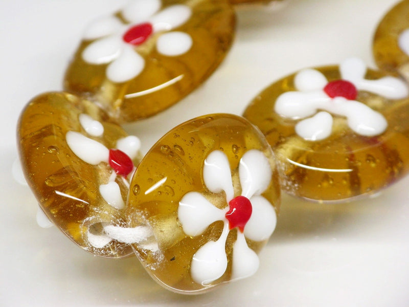 TOKO-BEADS AG033-46N Glass bead (strand) 16~18mm AG033-46N フラワービーズ（連） 16~18mm Asian bead & African bead  Handmade,Lampeork,bead,asia,india,ethnic,parts,accessory,beads とんぼ玉,ビーズ,トンボ玉,アジア,インド,エスニック,手作り,パーツ,アクセサリー