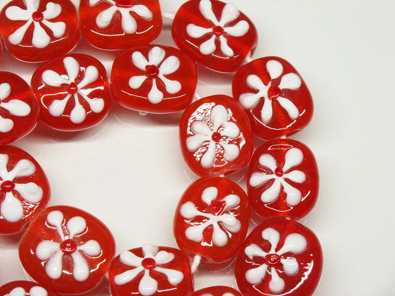 TOKO-BEADS AG033-50N Glass bead (strand) 16~18mm AG033-50N フラワービーズ（連） 16~18mm Asian bead & African bead  Handmade,Lampeork,bead,asia,india,ethnic,parts,accessory,beads とんぼ玉,ビーズ,トンボ玉,アジア,インド,エスニック,手作り,パーツ,アクセサリー