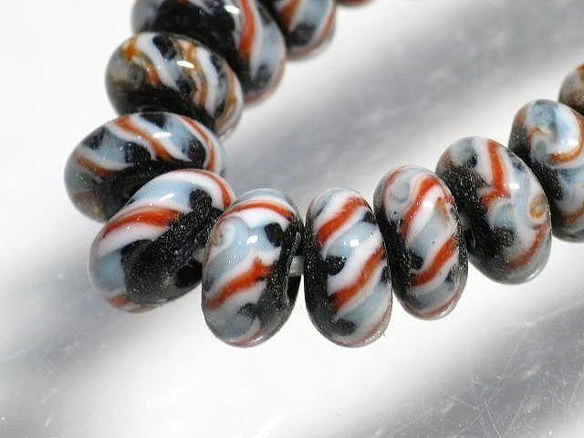 TOKO-BEADS AG044-17N Glass bead (strand) 8.5mm AG044-17N リング型とんぼ玉（連） 8.5mm Asian bead & African bead  Handmade,Lampeork,bead,asia,india,ethnic,parts,accessory,beads とんぼ玉,ビーズ,トンボ玉,アジア,インド,エスニック,手作り,パーツ,アクセサリー