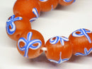 TOKO-BEADS AG046-24N Glass bead (strand) 12~13mm AG046-24N リボン模様のとんぼ玉（連） 12~13mm Asian bead & African bead  Handmade,Lampeork,bead,asia,india,ethnic,parts,accessory,beads とんぼ玉,ビーズ,トンボ玉,アジア,インド,エスニック,手作り,パーツ,アクセサリー