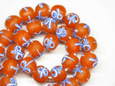 TOKO-BEADS AG046-24N Glass bead (strand) 12~13mm AG046-24N リボン模様のとんぼ玉（連） 12~13mm Asian bead & African bead  Handmade,Lampeork,bead,asia,india,ethnic,parts,accessory,beads とんぼ玉,ビーズ,トンボ玉,アジア,インド,エスニック,手作り,パーツ,アクセサリー