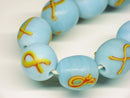 TOKO-BEADS AG046-27N Glass bead (strand) 12mm AG046-27N リボン模様のとんぼ玉（連） 12mm Asian bead & African bead  Handmade,Lampeork,bead,asia,india,ethnic,parts,accessory,beads とんぼ玉,ビーズ,トンボ玉,アジア,インド,エスニック,手作り,パーツ,アクセサリー