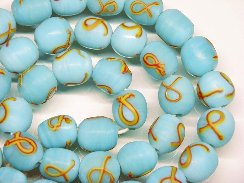 TOKO-BEADS AG046-27N Glass bead (strand) 12mm AG046-27N リボン模様のとんぼ玉（連） 12mm Asian bead & African bead  Handmade,Lampeork,bead,asia,india,ethnic,parts,accessory,beads とんぼ玉,ビーズ,トンボ玉,アジア,インド,エスニック,手作り,パーツ,アクセサリー