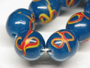 TOKO-BEADS AG046-28N Glass bead (strand) 12mm AG046-28N リボン模様のとんぼ玉（連） 12mm Asian bead & African bead  Handmade,Lampeork,bead,asia,india,ethnic,parts,accessory,beads とんぼ玉,ビーズ,トンボ玉,アジア,インド,エスニック,手作り,パーツ,アクセサリー
