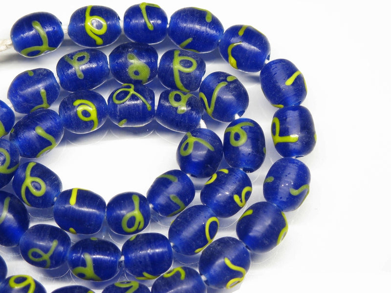 TOKO-BEADS AG046-29N Glass bead (strand) 9mm AG046-29N リボン模様のとんぼ玉（連） 9mm Asian bead & African bead  Handmade,Lampeork,bead,asia,india,ethnic,parts,accessory,beads とんぼ玉,ビーズ,トンボ玉,アジア,インド,エスニック,手作り,パーツ,アクセサリー