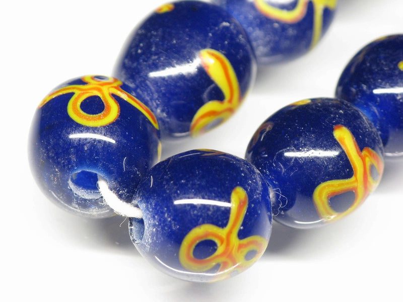 TOKO-BEADS AG046-31N Glass bead (strand) 14mm AG046-31N リボン模様のとんぼ玉（連） 14mm Asian bead & African bead  Handmade,Lampeork,bead,asia,india,ethnic,parts,accessory,beads とんぼ玉,ビーズ,トンボ玉,アジア,インド,エスニック,手作り,パーツ,アクセサリー