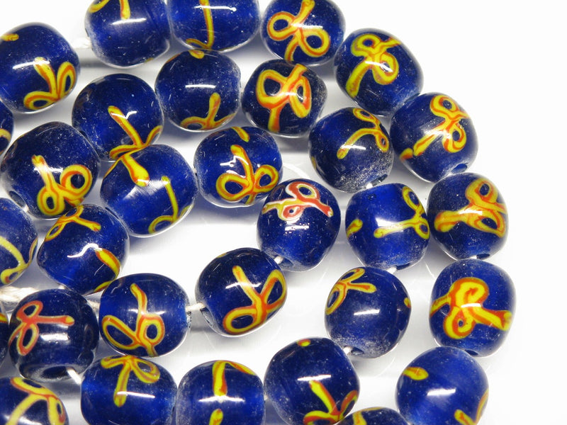 TOKO-BEADS AG046-31N Glass bead (strand) 14mm AG046-31N リボン模様のとんぼ玉（連） 14mm Asian bead & African bead  Handmade,Lampeork,bead,asia,india,ethnic,parts,accessory,beads とんぼ玉,ビーズ,トンボ玉,アジア,インド,エスニック,手作り,パーツ,アクセサリー