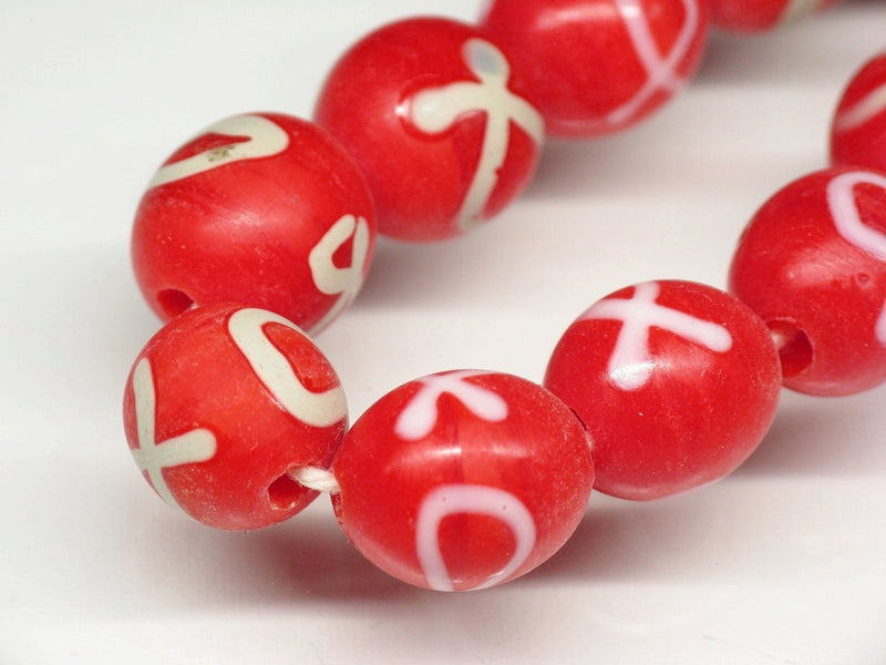 TOKO-BEADS AG046-32N Glass bead (strand) 9.5mm AG046-32N リボン模様のとんぼ玉（連） 9.5mm Asian bead & African bead  Handmade,Lampeork,bead,asia,india,ethnic,parts,accessory,beads とんぼ玉,ビーズ,トンボ玉,アジア,インド,エスニック,手作り,パーツ,アクセサリー