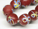 TOKO-BEADS AG046-34N Glass bead (strand) 12mm AG046-34N リボン模様のとんぼ玉（連） 12mm Asian bead & African bead  Handmade,Lampeork,bead,asia,india,ethnic,parts,accessory,beads とんぼ玉,ビーズ,トンボ玉,アジア,インド,エスニック,手作り,パーツ,アクセサリー