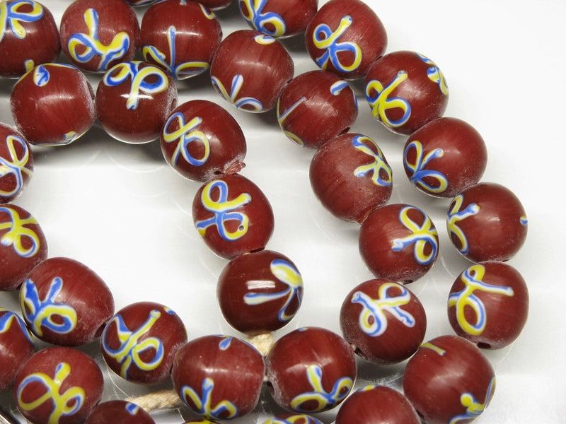 | TOKO-BEADS |AG046N-34 リボン模様のとんぼ玉（連） 12mmとんぼ玉,ビーズ,トンボ玉,アジア,インド,エスニック,手作り,パーツ,アクセサリー