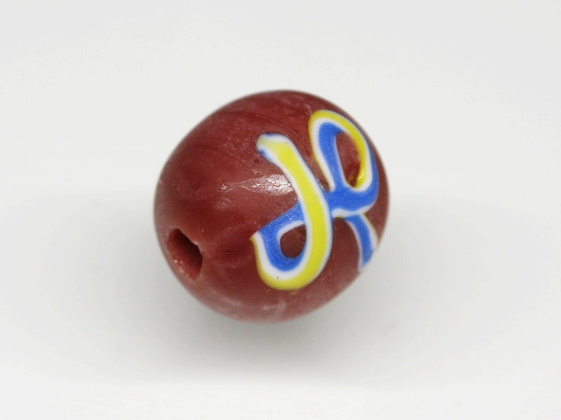 TOKO-BEADS AG046-34S Glass bead 12mm AG046-34S リボン模様のとんぼ玉 12mm Asian bead & African bead  Handmade,Lampeork,bead,asia,india,ethnic,parts,accessory,beads とんぼ玉,ビーズ,トンボ玉,アジア,インド,エスニック,手作り,パーツ,アクセサリー