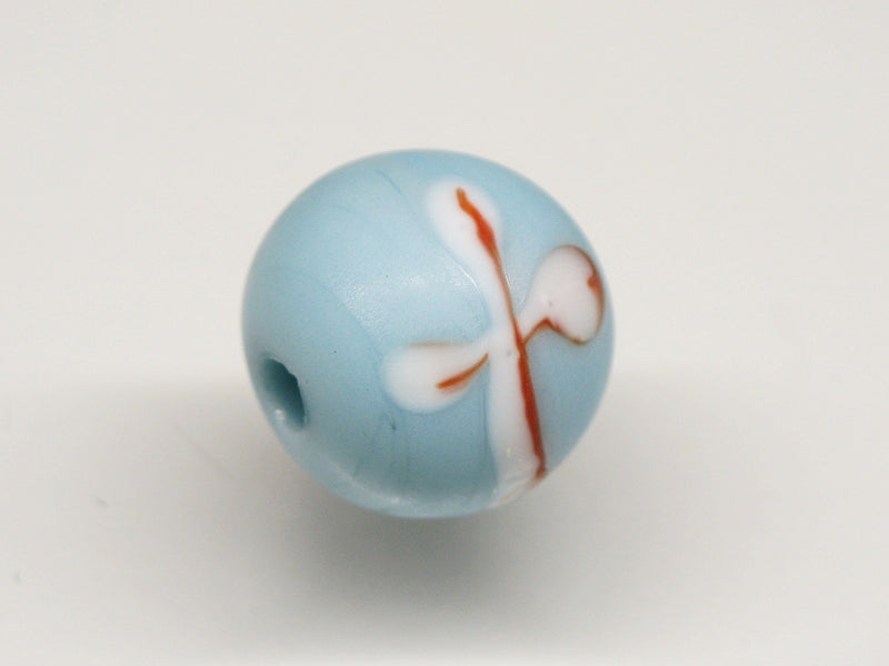 TOKO-BEADS AG046-37S Glass bead 12mm AG046-37S リボン模様のとんぼ玉 12mm Asian bead & African bead  Handmade,Lampeork,bead,asia,india,ethnic,parts,accessory,beads とんぼ玉,ビーズ,トンボ玉,アジア,インド,エスニック,手作り,パーツ,アクセサリー