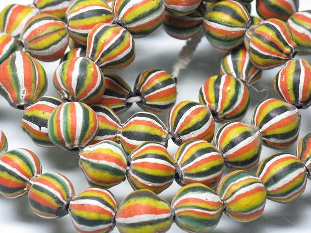 | TOKO-BEADS |AG047N-08 オールドキャンディビーズ（連） 11~12mmとんぼ玉,ビーズ,トンボ玉,アジア,インド,エスニック,手作り,パーツ,アクセサリー