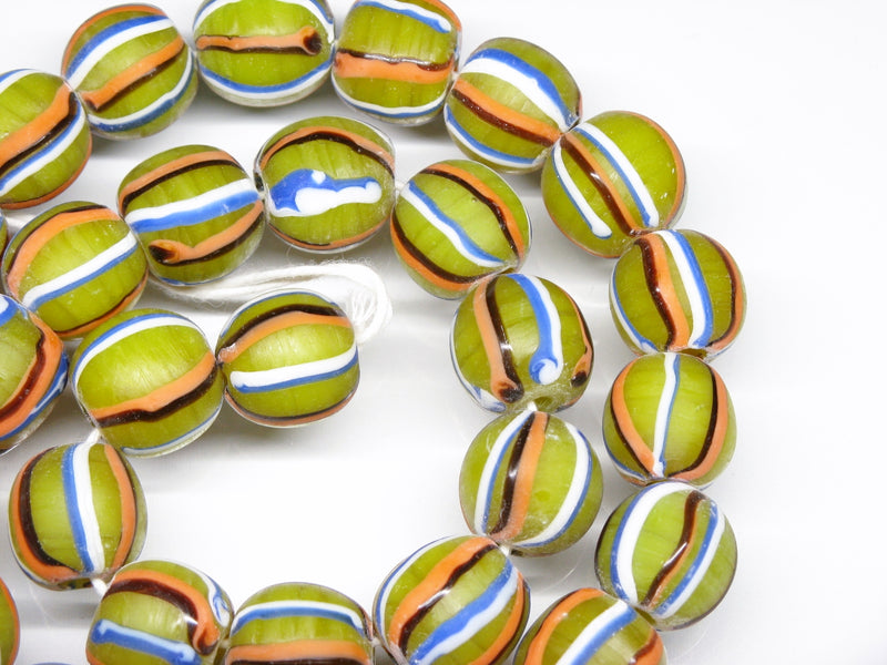 TOKO-BEADS AG047-35N Old Candy Glass bead (strand) 15mm AG047-35N オールドキャンディビーズ（連） 15mm Asian bead & African bead  Handmade,Lampeork,bead,asia,india,ethnic,parts,accessory,beads とんぼ玉,ビーズ,トンボ玉,アジア,インド,エスニック,手作り,パーツ,アクセサリー