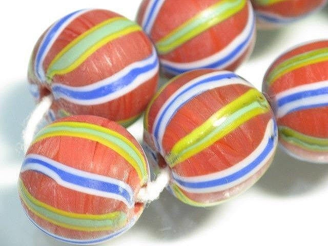 TOKO-BEADS AG047-41N Old Candy Glass bead (strand) 15mm AG047-41N オールドキャンディビーズ（連） 15mm Asian bead & African bead  Handmade,Lampeork,bead,asia,india,ethnic,parts,accessory,beads とんぼ玉,ビーズ,トンボ玉,アジア,インド,エスニック,手作り,パーツ,アクセサリー