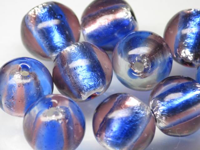 | TOKO-BEADS |AG048P-03 シルバーフォイルビーズ（10個パック） 12mmとんぼ玉,ビーズ,トンボ玉,アジア,インド,エスニック,手作り,パーツ,アクセサリー