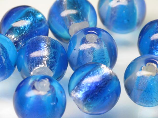 | TOKO-BEADS |AG048P-04 シルバーフォイルビーズ（10個パック） 12mmとんぼ玉,ビーズ,トンボ玉,アジア,インド,エスニック,手作り,パーツ,アクセサリー