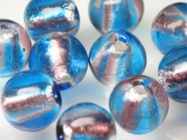 TOKO-BEADS AG048P-05 Silver Foil Glass bead (10pcs) 12mm AG048P-05 シルバーフォイルビーズ（10個パック） 12mm Asian bead & African bead  Handmade,Lampeork,bead,asia,india,ethnic,parts,accessory,beads とんぼ玉,ビーズ,トンボ玉,アジア,インド,エスニック,手作り,パーツ,アクセサリー