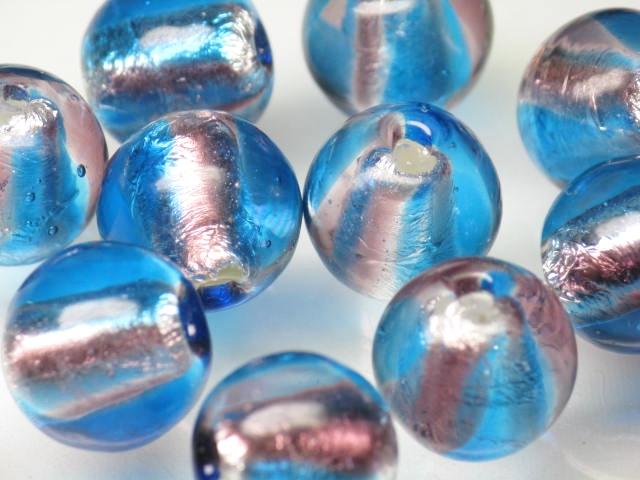 | TOKO-BEADS |AG048P-05 シルバーフォイルビーズ（10個パック） 12mmとんぼ玉,ビーズ,トンボ玉,アジア,インド,エスニック,手作り,パーツ,アクセサリー