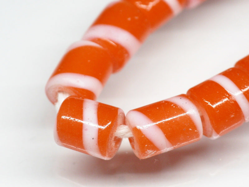 TOKO-BEADS AG055-02N Glass bead (strand) 6mm AG055-02N ストライプチューブ（連） 6mm Asian bead & African bead  Handmade,Lampeork,bead,asia,india,ethnic,parts,accessory,beads とんぼ玉,ビーズ,トンボ玉,アジア,インド,エスニック,手作り,パーツ,アクセサリー