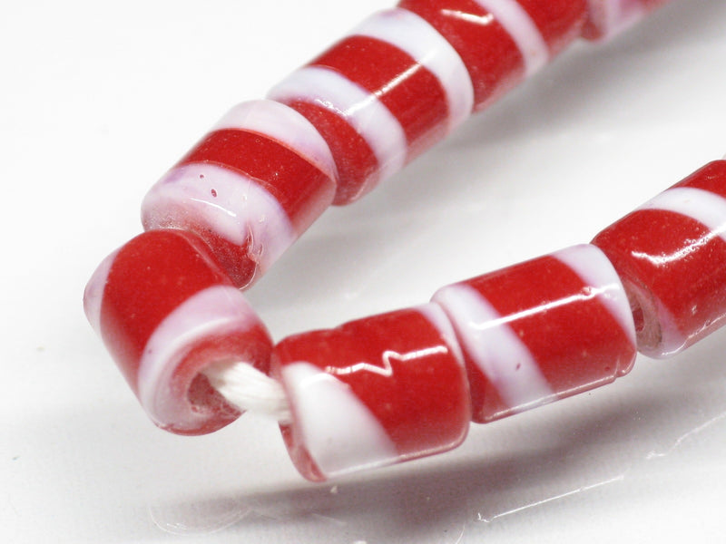 TOKO-BEADS AG055-03N Glass bead (strand) 6mm AG055-03N ストライプチューブ（連） 6mm Asian bead & African bead  Handmade,Lampeork,bead,asia,india,ethnic,parts,accessory,beads とんぼ玉,ビーズ,トンボ玉,アジア,インド,エスニック,手作り,パーツ,アクセサリー
