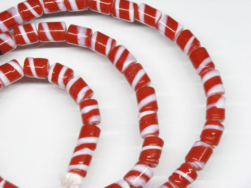TOKO-BEADS AG055-03N Glass bead (strand) 6mm AG055-03N ストライプチューブ（連） 6mm Asian bead & African bead  Handmade,Lampeork,bead,asia,india,ethnic,parts,accessory,beads とんぼ玉,ビーズ,トンボ玉,アジア,インド,エスニック,手作り,パーツ,アクセサリー
