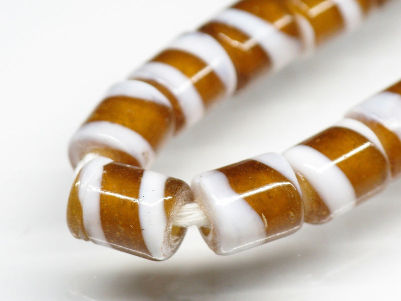 TOKO-BEADS AG055-04N Glass bead (strand) 6mm AG055-04N ストライプチューブ（連） 6mm Asian bead & African bead  Handmade,Lampeork,bead,asia,india,ethnic,parts,accessory,beads とんぼ玉,ビーズ,トンボ玉,アジア,インド,エスニック,手作り,パーツ,アクセサリー