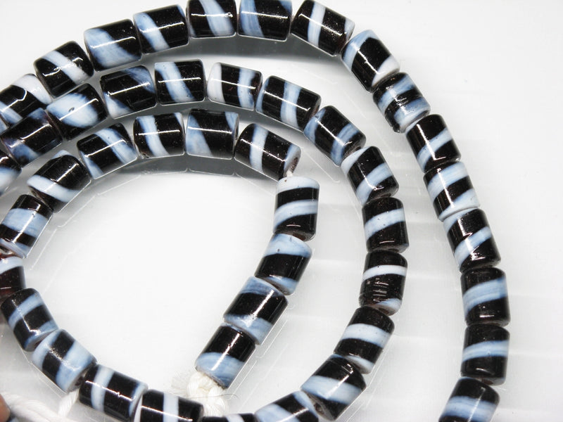 TOKO-BEADS AG055-09N Glass bead (strand) 6mm AG055-09N ストライプチューブ（連） 6mm Asian bead & African bead  Handmade,Lampeork,bead,asia,india,ethnic,parts,accessory,beads とんぼ玉,ビーズ,トンボ玉,アジア,インド,エスニック,手作り,パーツ,アクセサリー