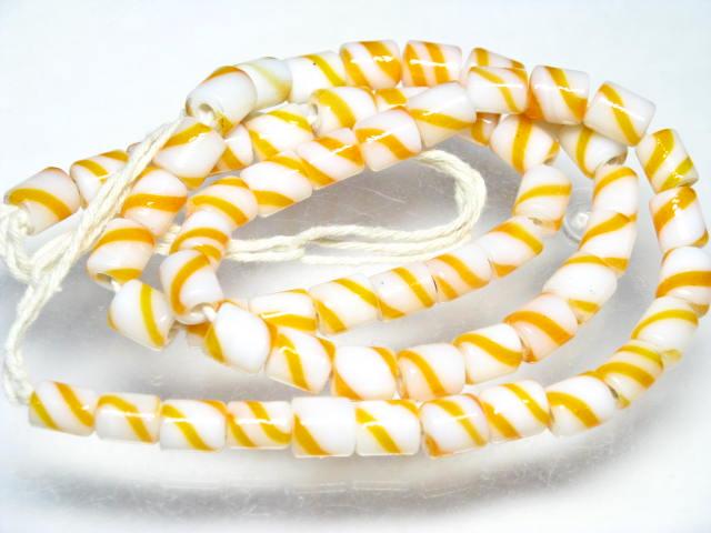 TOKO-BEADS AG055-10N Glass bead (strand) 6mm AG055-10N ストライプチューブ（連） 6mm Asian bead & African bead  Handmade,Lampeork,bead,asia,india,ethnic,parts,accessory,beads とんぼ玉,ビーズ,トンボ玉,アジア,インド,エスニック,手作り,パーツ,アクセサリー