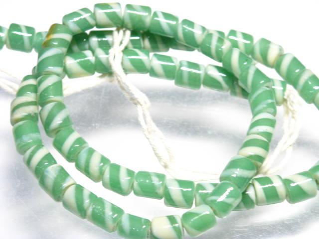 | TOKO-BEADS |AG055N-13 ストライプチューブ（連） 7mmとんぼ玉,ビーズ,トンボ玉,アジア,インド,エスニック,手作り,パーツ,アクセサリー