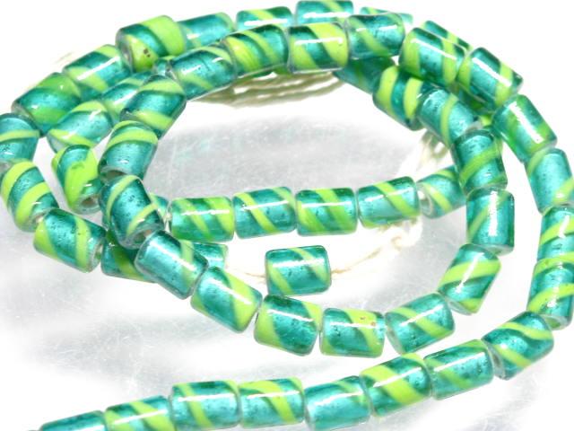 TOKO-BEADS AG055-14N Glass bead (strand) 6.5mm AG055-14N ストライプチューブ（連） 6.5mm Asian bead & African bead  Handmade,Lampeork,bead,asia,india,ethnic,parts,accessory,beads とんぼ玉,ビーズ,トンボ玉,アジア,インド,エスニック,手作り,パーツ,アクセサリー