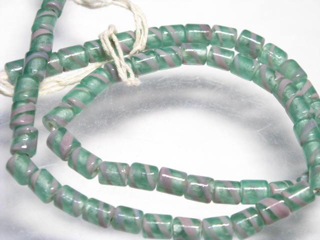 | TOKO-BEADS |AG055N-15 ストライプチューブ（連） 6mmとんぼ玉,ビーズ,トンボ玉,アジア,インド,エスニック,手作り,パーツ,アクセサリー